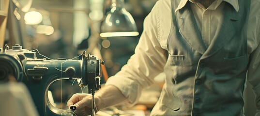 A skilled tailor meticulously sewing garments, showcasing intricate techniques and vibrant fabrics, brings creativity and craftsmanship to each piece of clothing.