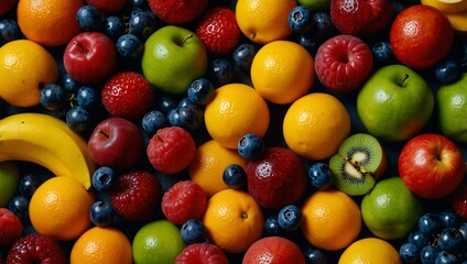 Vibrant fruit assortment on a table.