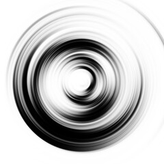 Black and white radial motion effect. Abstract rounded background. Grayscale curves and sphere.