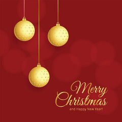Merry christmas celebration greeting with golden balls