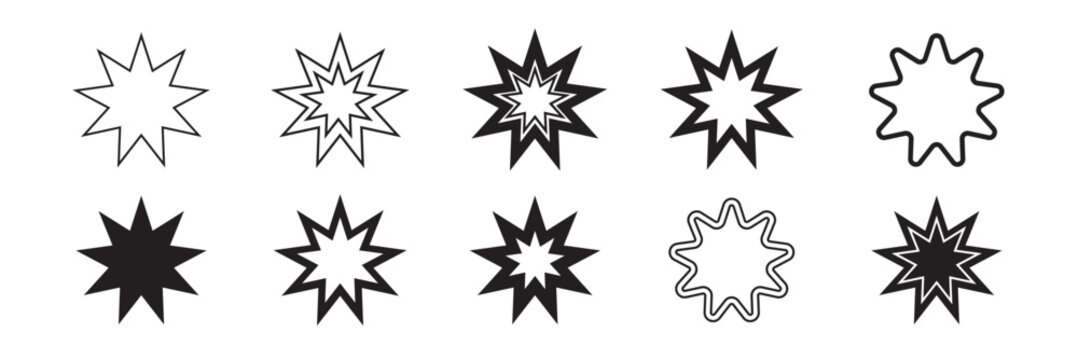 Bahai icon set. nine pointed Baha vector icon. Persian star symbol for UI designs.