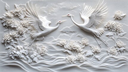 Obraz premium White Crane Carving