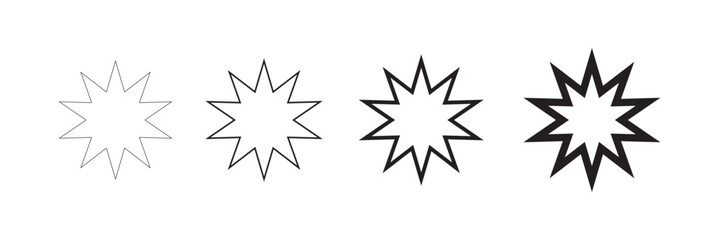 Obraz premium Bahai icon set. nine pointed Baha vector icon. Persian star symbol for UI designs.