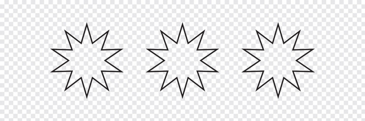 Bahai icon set. nine pointed Baha vector icon. Persian star symbol for UI designs.
