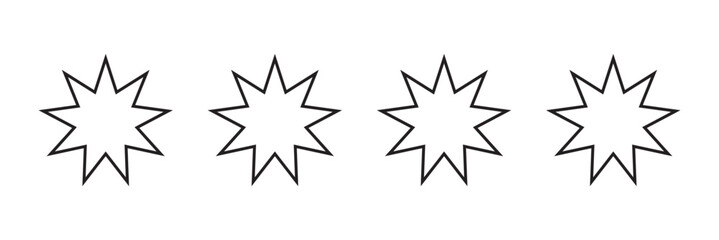 Bahai vector icon set. nine pointed Baha sign.