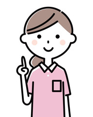 介護スタッフ　ヘルパー　指さし
