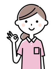 介護スタッフヘルパー　OKサイン
