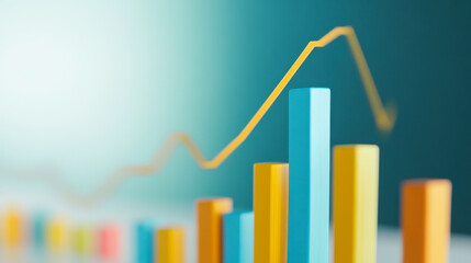 Bar chart showing increasing growth trends in business metrics against a soft gradient background during daylight