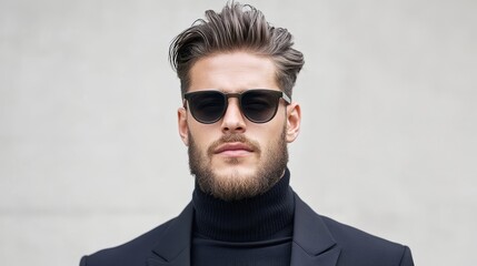 Obraz premium Stylish Man in Sunglasses and Turtleneck Sweater