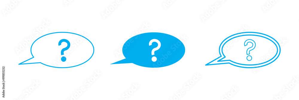 Poster set of message boxs with question mark icons. help symbol, question mark, faq signs. vector illustra