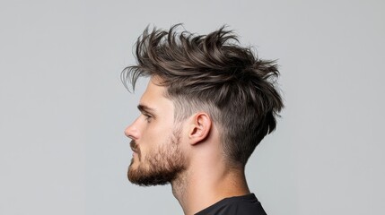 Obraz premium Trendy Male Hairstyle Portrait with Modern Cut