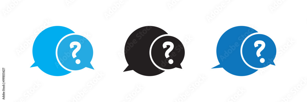 Poster question mark icon set. bubble question icon, faq questions symbol on a white background.
