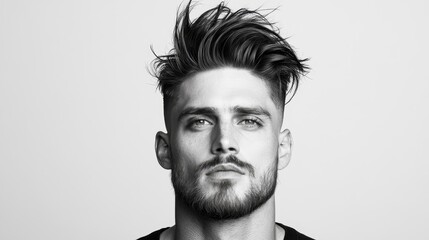 Fototapeta premium Modern Portrait of a Stylish Male with Unique Hairstyle