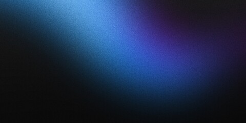 A dark, textured background features a luminous abstract shape in blue, pink, and purple noise against a black banner backdrop, providing ample copy space