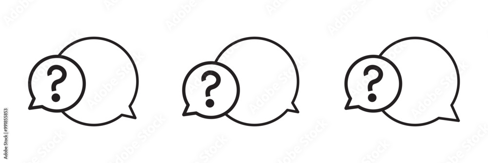 Poster question mark icon set. bubble question icon, faq questions symbol on a white background.