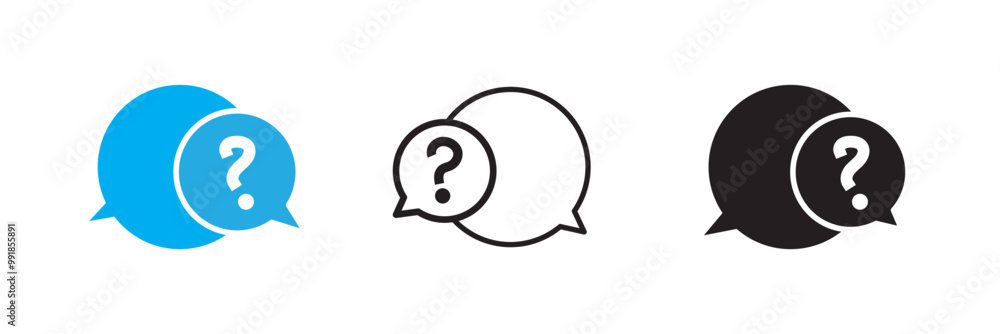 Poster question mark icon set. bubble question icon, faq questions symbol on a white background.