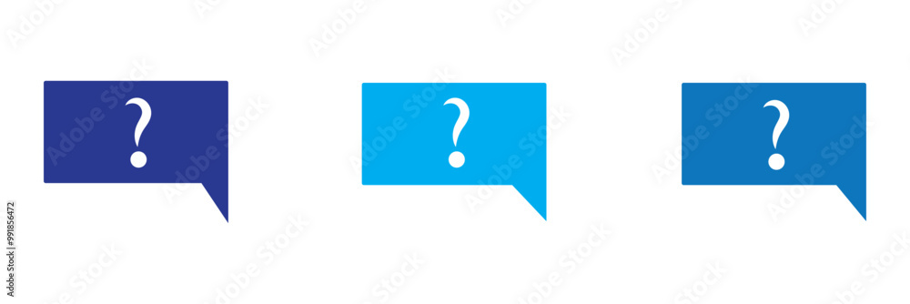 Poster comment question icon set. faq vector symbol. question and answer pictogram. inquire bubble. ask or 