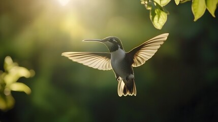 Obraz premium Detailed shot of hummingbird in flight through nature picture