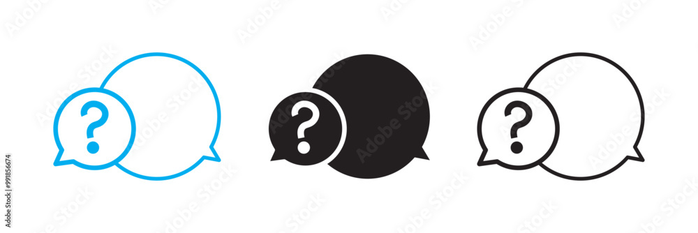 Poster comment question icon set. faq vector symbol. question and answer pictogram. inquire bubble. ask or 