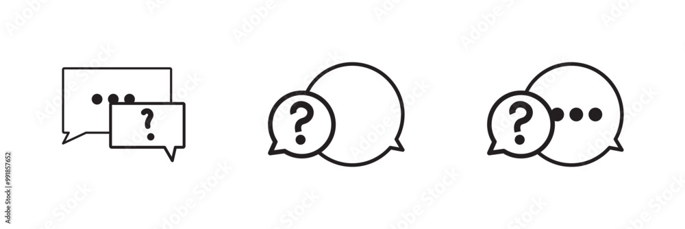 Poster comment question line icon set. faq line icon. question and answer pictogram. inquire bubble. ask or
