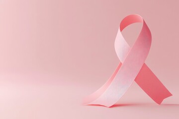 Pink ribbon on pink background. Breast cancer awareness concept. 3D Rendering with geneative ai