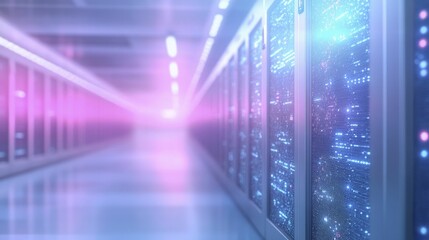 AI-based Cyber Detection, AI analyzing threats, set against a server room background, 3D illustration