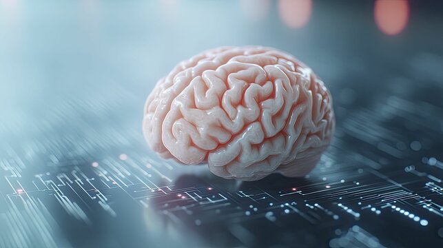 Brain-inspired Computing, systems modeled after brain functionality, showcased in a vibrant digital backdrop, 3D visualization.