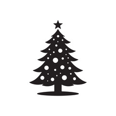 Hand drawn christmas tree silhouette art on white background vector