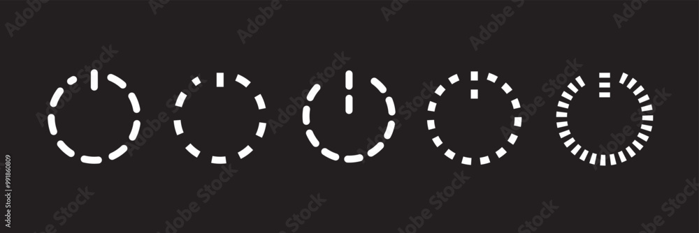 Poster power button vector icon set. turn off symbol. start button illustration isolated. stop sign.