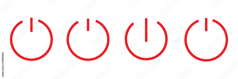 Poster power button vector icon set. turn off symbol. start button illustration isolated. stop sign.