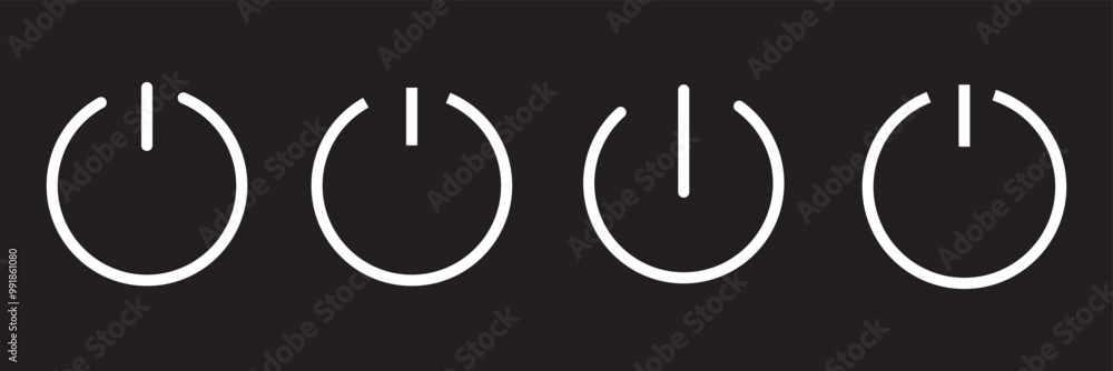 Poster power button vector icon set. turn off symbol. start button illustration isolated. stop sign.