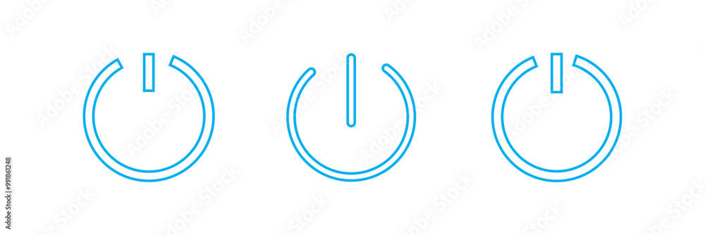 Poster button on off icon set. power turn off switch vector symbol in a black filled and outlined style. sh