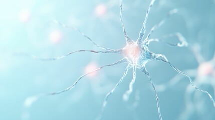 Neural Interface Technologies, facilitating connections between neural systems and devices, showcased on a soft pastel blue backdrop, 3D rendering.