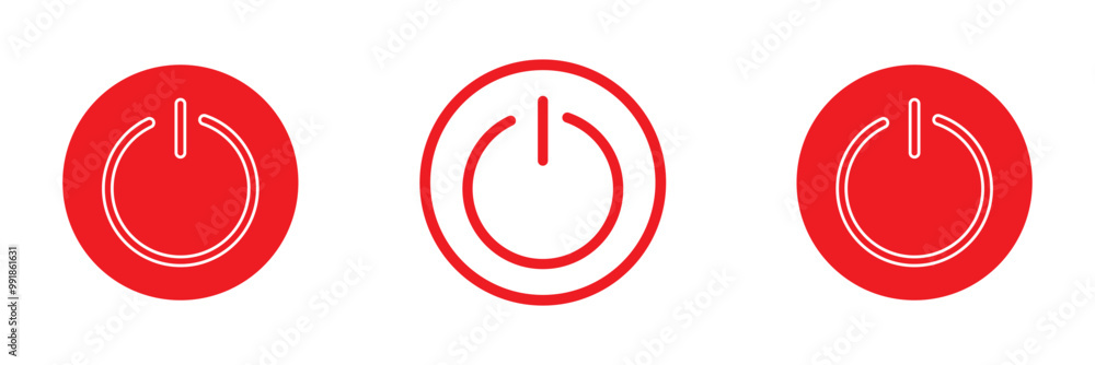 Poster button on off icon set. power turn off switch vector symbol in a black filled and outlined style. sh
