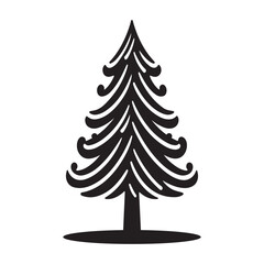 Hand drawn christmas tree silhouette art on white background vector
