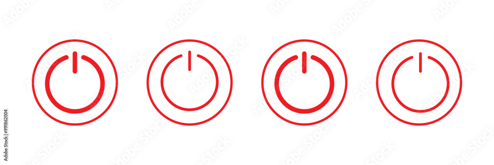 Poster on off power button. switch on switch off icon. press start button sign isolated on white background