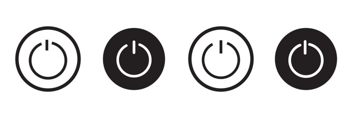 Power button vector icon set. Turn off symbol. Start button illustration isolated. Stop sign.