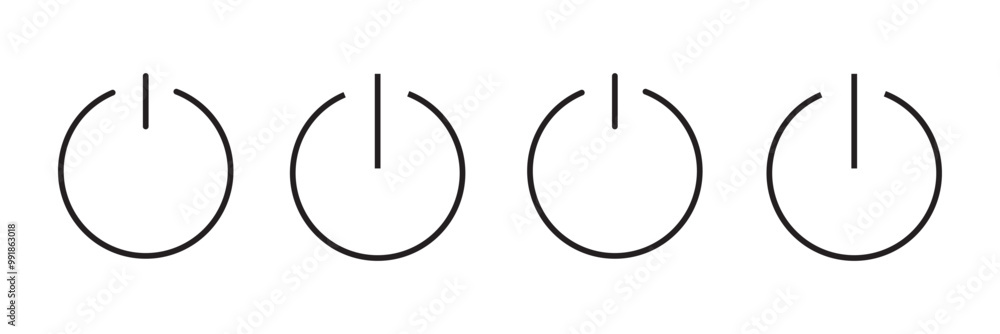 Poster on off power button icon vector set. power on off or switch on off electric current sign symbol illu