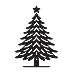 Hand drawn christmas tree silhouette art on white background vector
