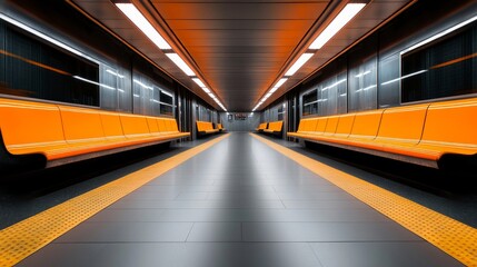 Obraz premium Modern Subway Station with Orange Accents