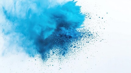 Obraz premium explosive burst of vibrant cyan blue holi powder against pristine white backdrop freezeframe capture of color festival tradition dynamic and mesmerizing