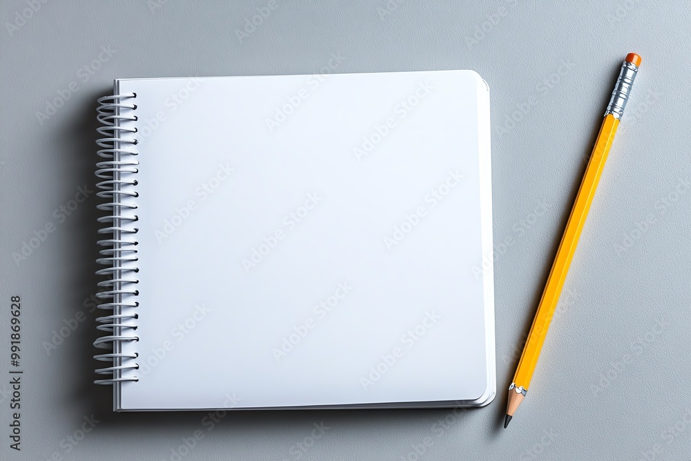 Aufkleber A single open notebook on a clean desk, with a pencil lying beside it, ready for learning to begin
