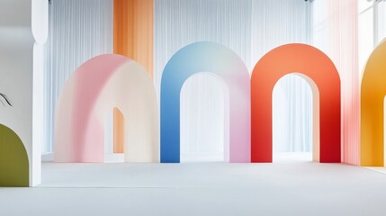 Fototapeta premium Vibrant Arch Structures in Modern Interior Space
