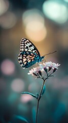 Obraz premium Enchanting speckled wood butterfly dancing among colorful blooms image