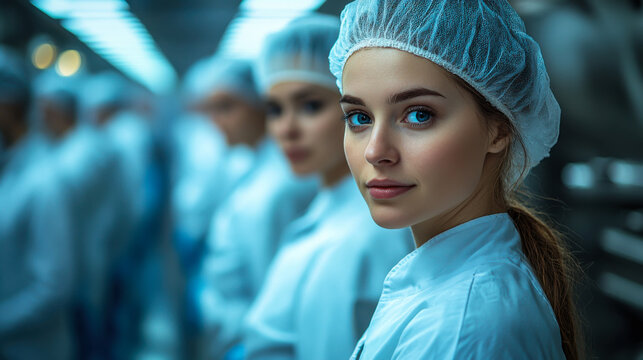 Young culinary students in a professional kitchen during a practical training session at a culinary school