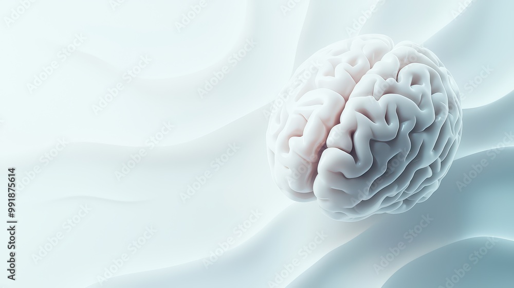 Aufkleber human brain on a smooth, abstract background representing thoughts and cognition.