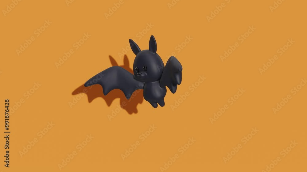 Poster bat flying on orange background. minimal modern seamless motion design. abstract loop animation