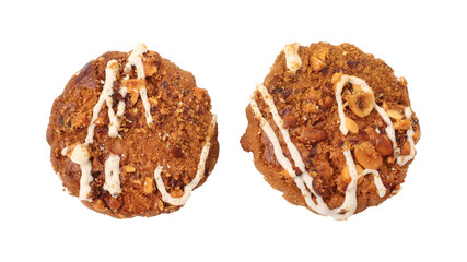 Chocolate chip cookies isolated on transparent background