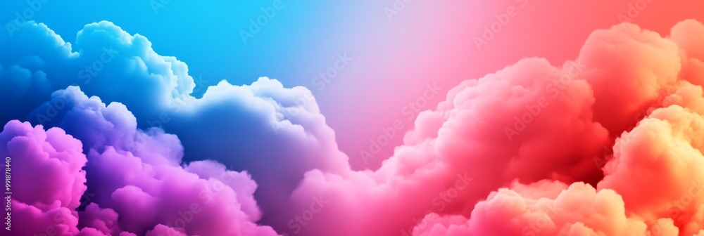 Poster colorful cloud computing concept with gradient background symbolizing technology, innovation, connec