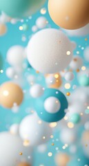 Colorful floating spheres in a dreamy abstract background with soft lighting effects